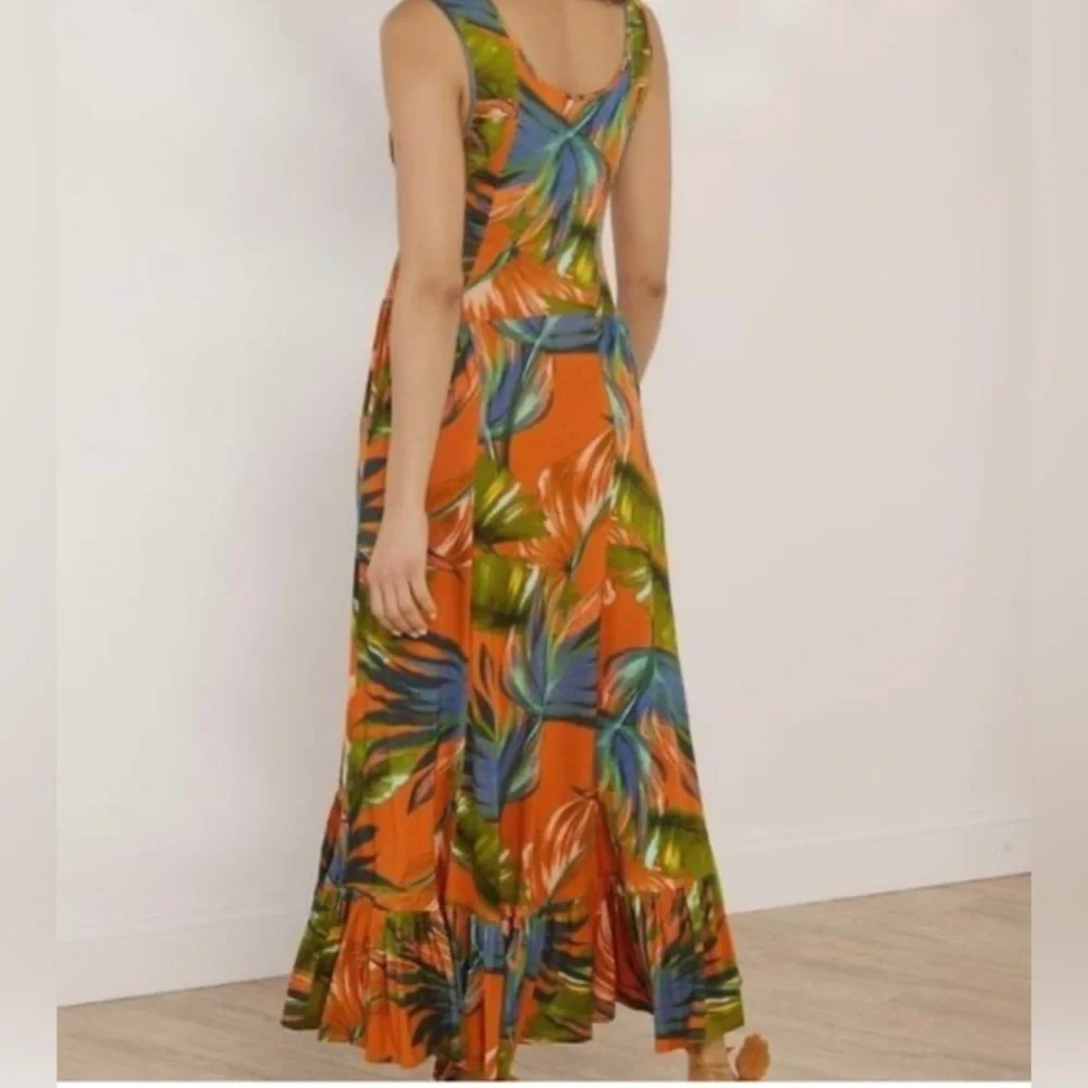 Soft Surrounding Fabiana Rouille Palms Hi
Low Jersey Ruffle Hem Dress - Picture 2 of 7